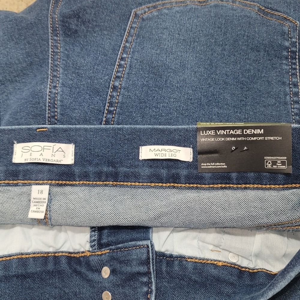 Women's Plus Wide Leg High Rise Jeans Sz 18 Boho Festival 90s Y2K Businesscasual - Picture 6 of 10